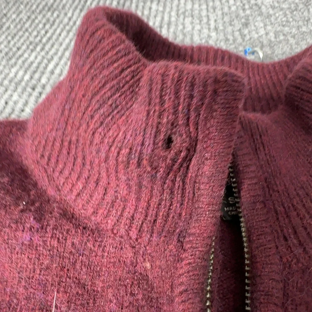 Banana Republic Sweater Mens S Burgundy Quarter Zip Merino Wool Elbow‎ Patches